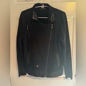 BCBGMaxAzria Black Studded Bomber Jacket